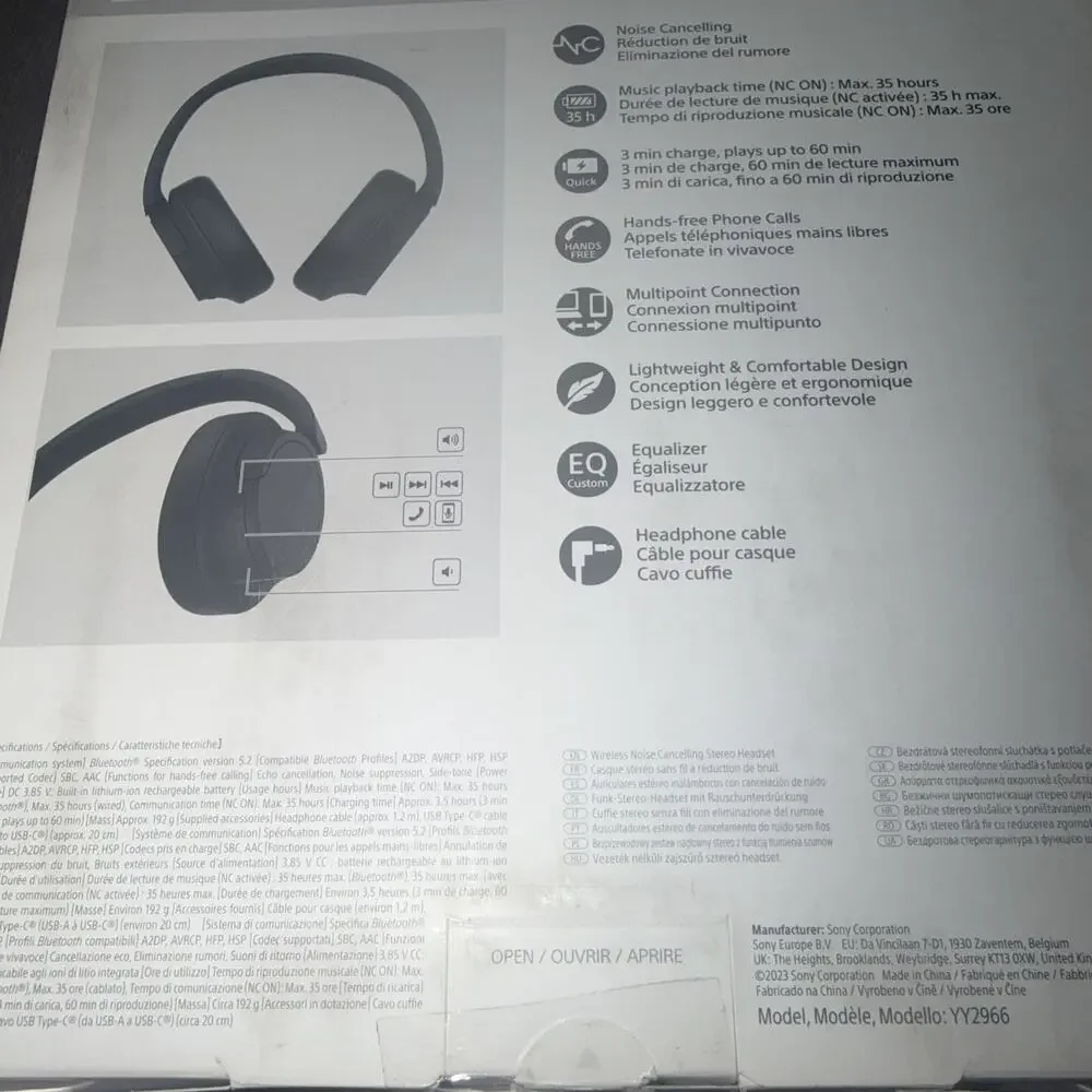 Sony WH-CH720N Wireless Over-Ear Headphones - Black - Open Box